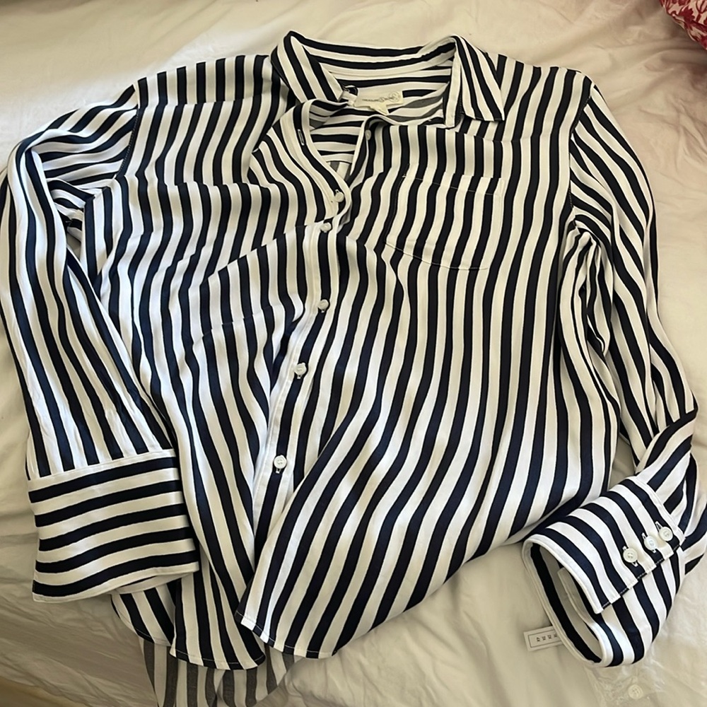 Oversized striped women’s blouse, NWT